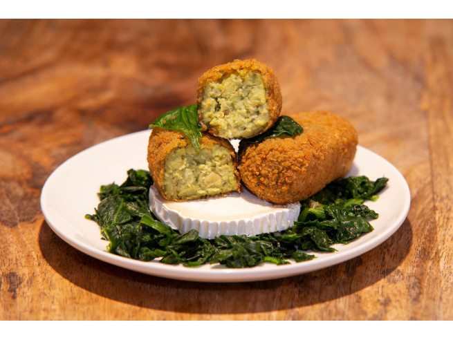 Croqueta de Espinacas con Queso de Cabra y Nueces